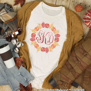 Fall Pumpkin Monogram Wreath Tee