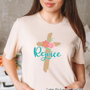 Rejoice Floral Cross Easter Tee