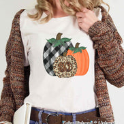 Monogram Plaid Leopard Pumpkin Trio Fall Tee