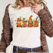 Monogram Gnome Pumpkin Spice Latte Coffee Fall Tee