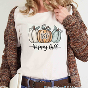 Happy Fall Monogram Pumpkin Trio Tee