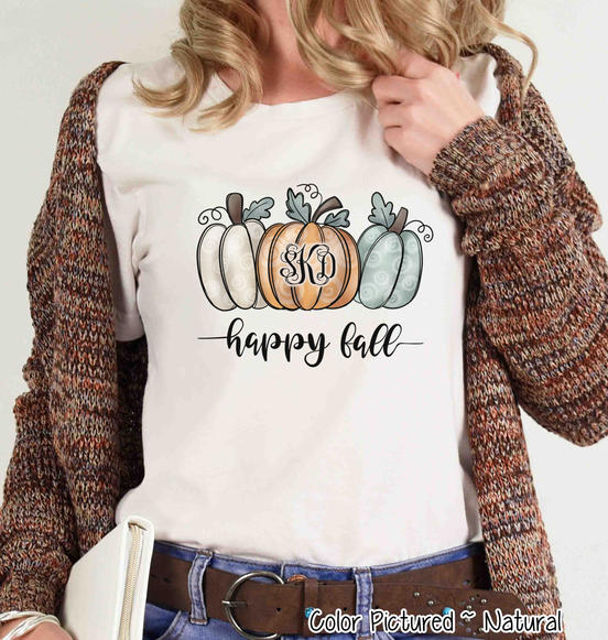 Happy Fall Monogram Pumpkin Trio Tee