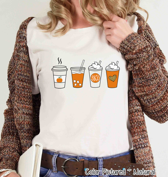 Pumpkin Spice Latte Drink Monogram Tee