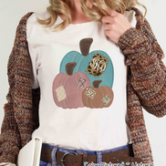 Patchwork Fall Pumpkin Trio Monogram Tee