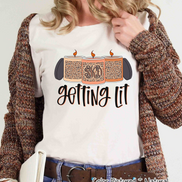 Getting Lit Fall Leopard Print Monogram Candles Tee