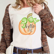 Hello Fall Watercolor Pumpkin Tee