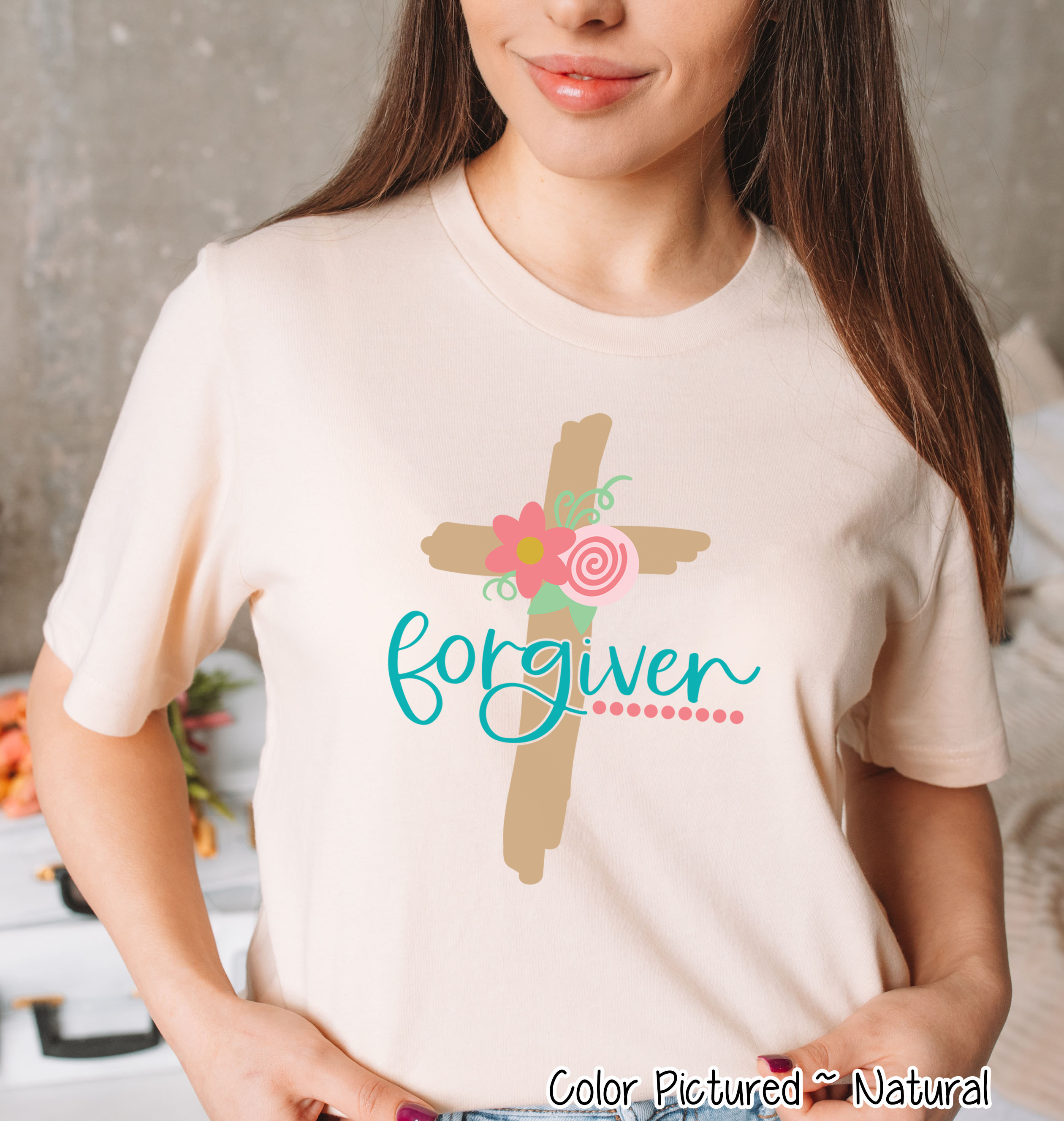 Forgiven Floral Easter Cross Tee