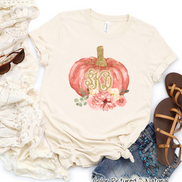 Gold Glitter Monogram Pumpkin Tee