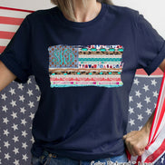 Patriotic Junky Flag Monogram Tee