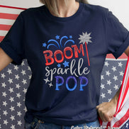 Boom Sparkle Pop Cute Patriotic Tee