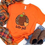 Hello Fall Leopard Print Pumpkin Fall Shirt