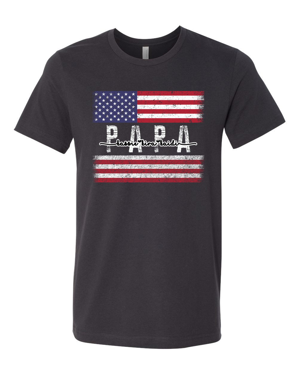 Patriotic Custom Dad-Mom-Grandpa-Grandma-Brother-Etc. Distressed Red White Blue Flag Tee