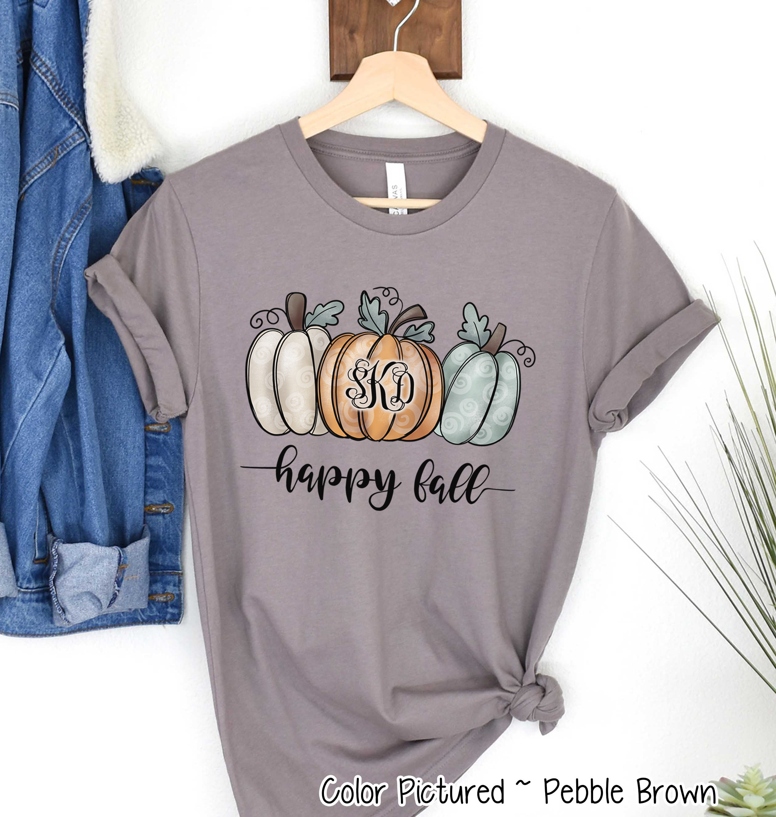 Happy Fall Monogram Pumpkin Trio Tee