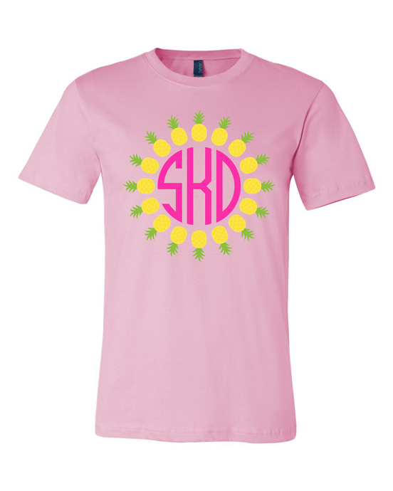 Pineapple Frame BIG Monogram Tee - Too Cute Custom Designs