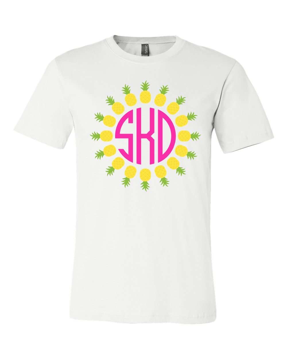 Pineapple Frame BIG Monogram Tee - Too Cute Custom Designs
