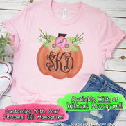 Floral Pumpkin Monogram Fall Tee
