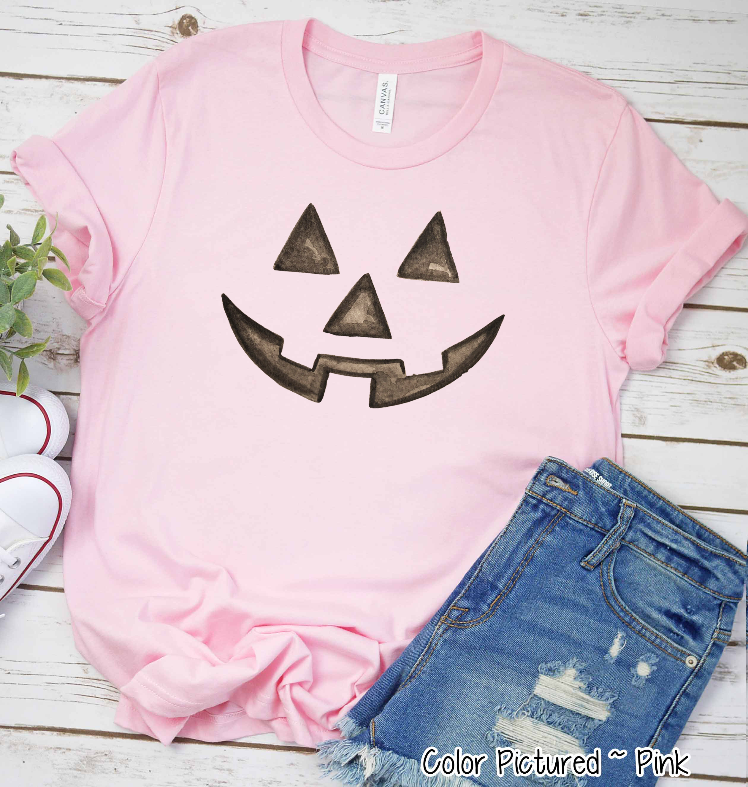 Watercolor Jack O Lantern Pumpkin Face Shirt