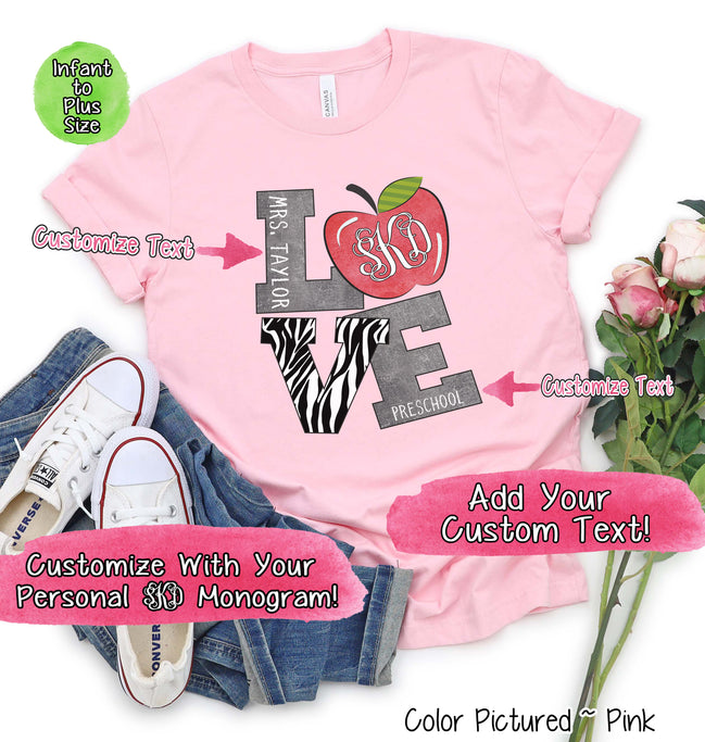 Monogram LOVE Zebra Print with Custom Text