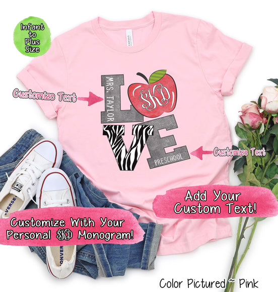 Monogram LOVE Zebra Print with Custom Text