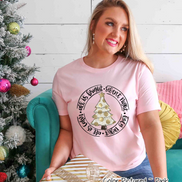 Silent Night White & Gold Dot Christmas Tree Tee