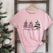 Pink Leopard Merry Christmas Tee