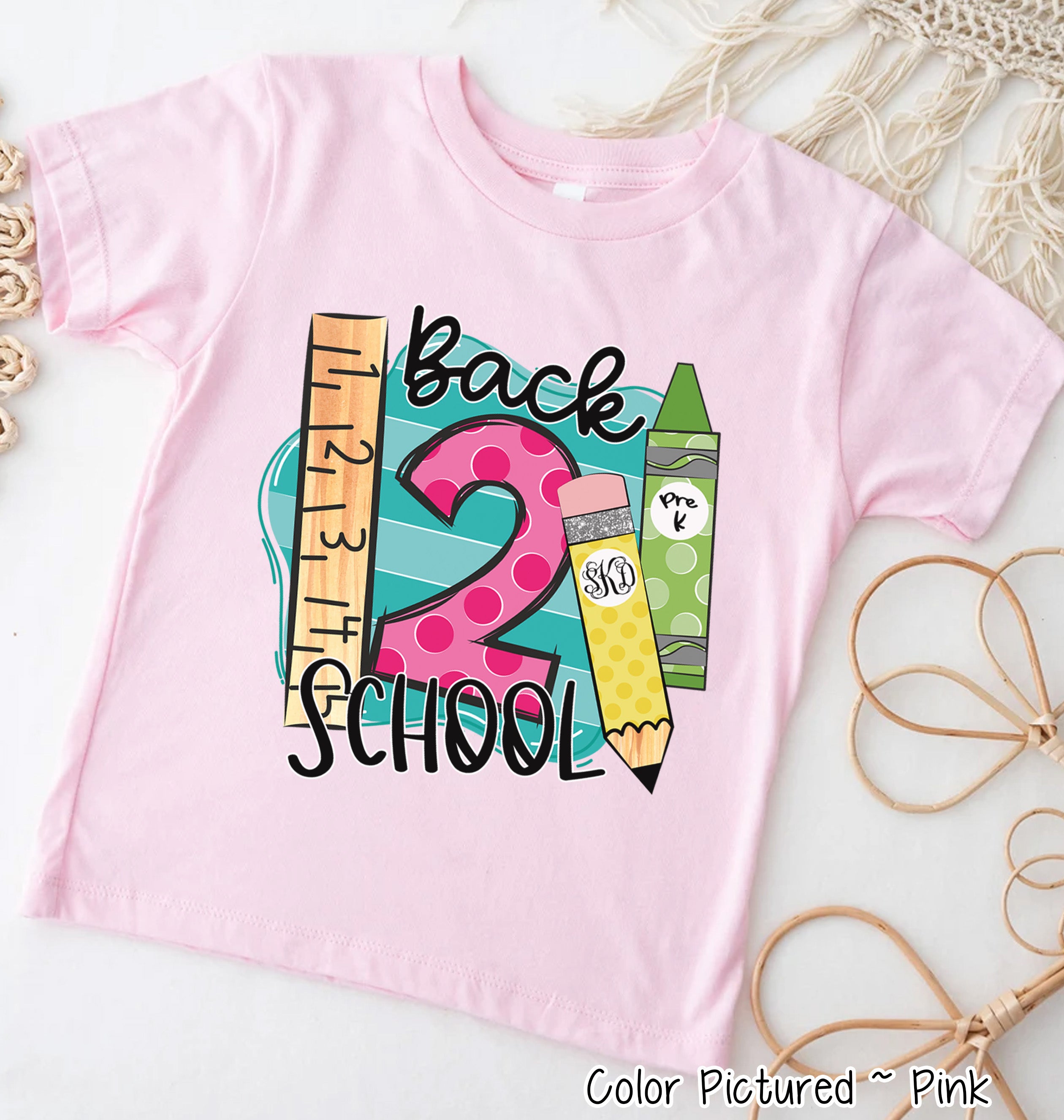 Monogram Back To School with Grade Tee