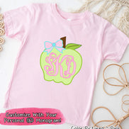 Monogram Cute Apple with Bow Tee