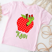 Personalized Red Apple with Worm Tee
