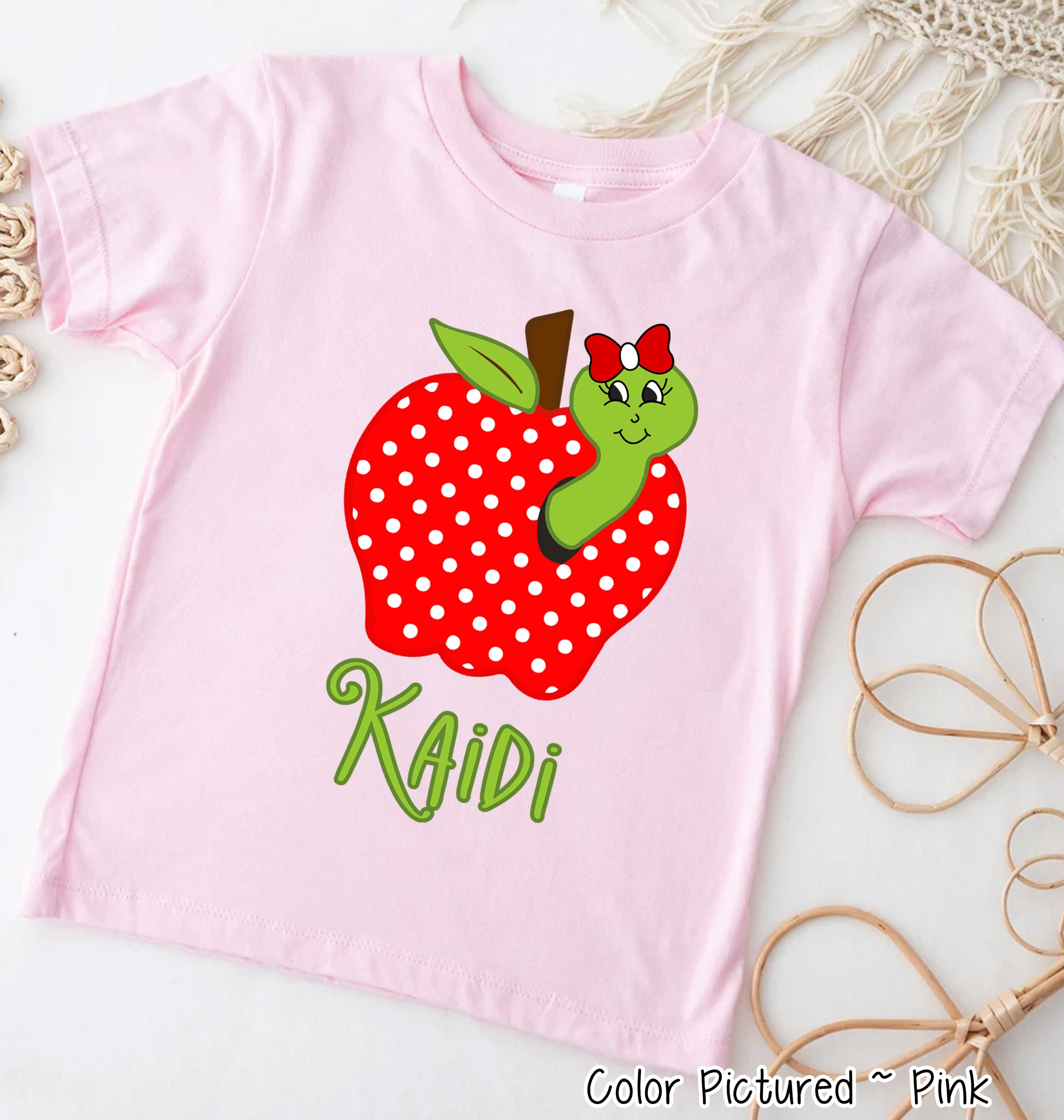 Personalized Red Apple with Worm Tee