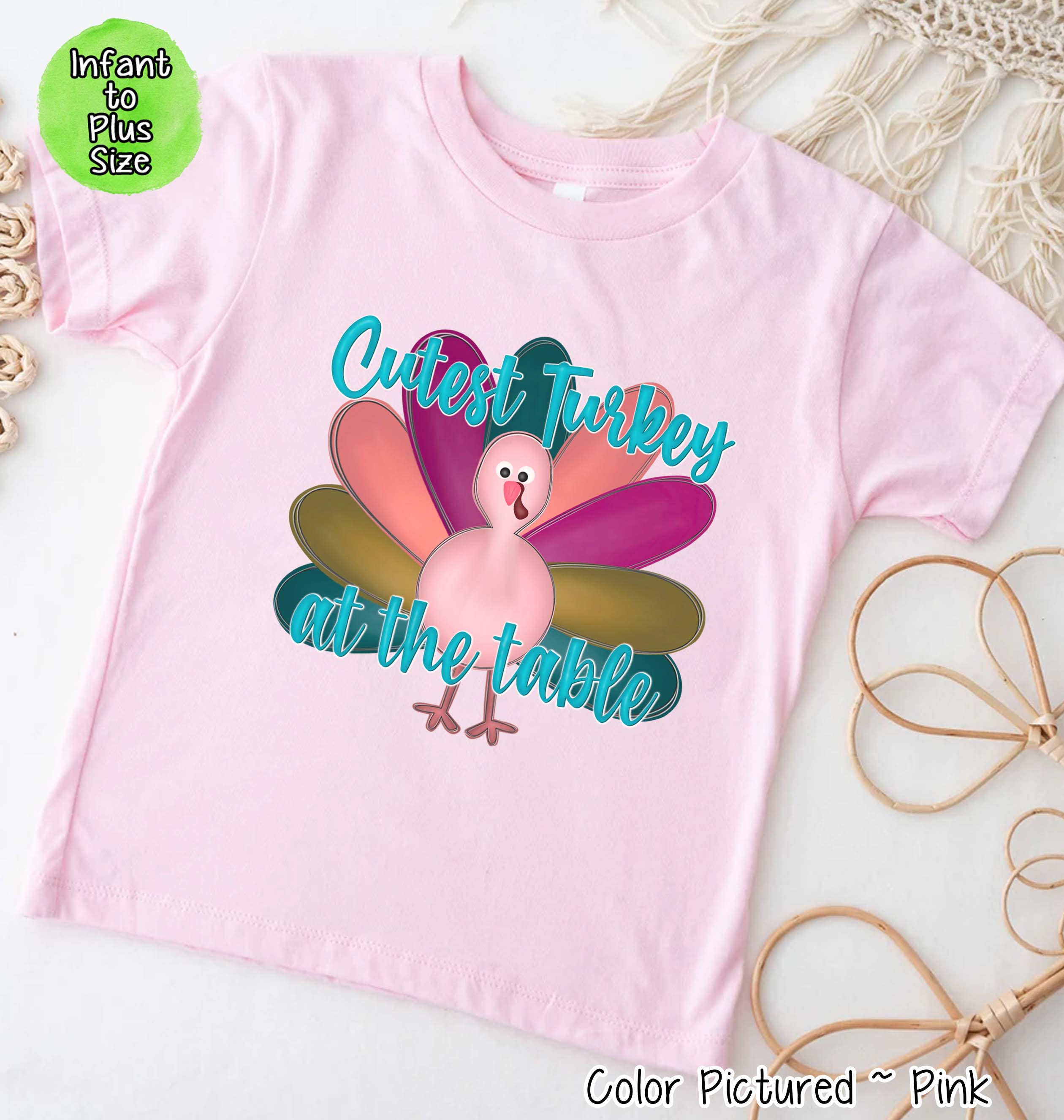 Cutest Turkey at the Table Thanksgiving Tee