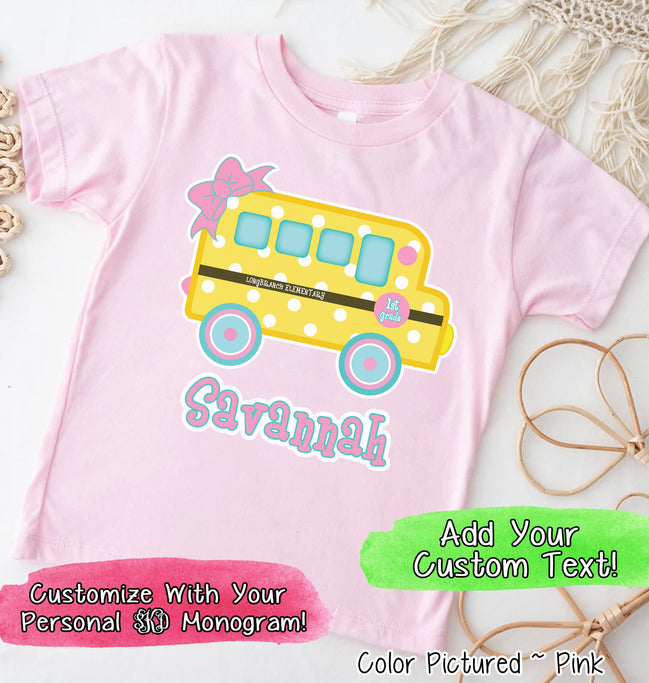 Personalized Cute School Bus Tee