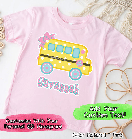 Personalized Cute School Bus Tee
