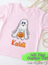 Personalized Ghost with Candy Pumpkin with Custom Name Halloween Tee