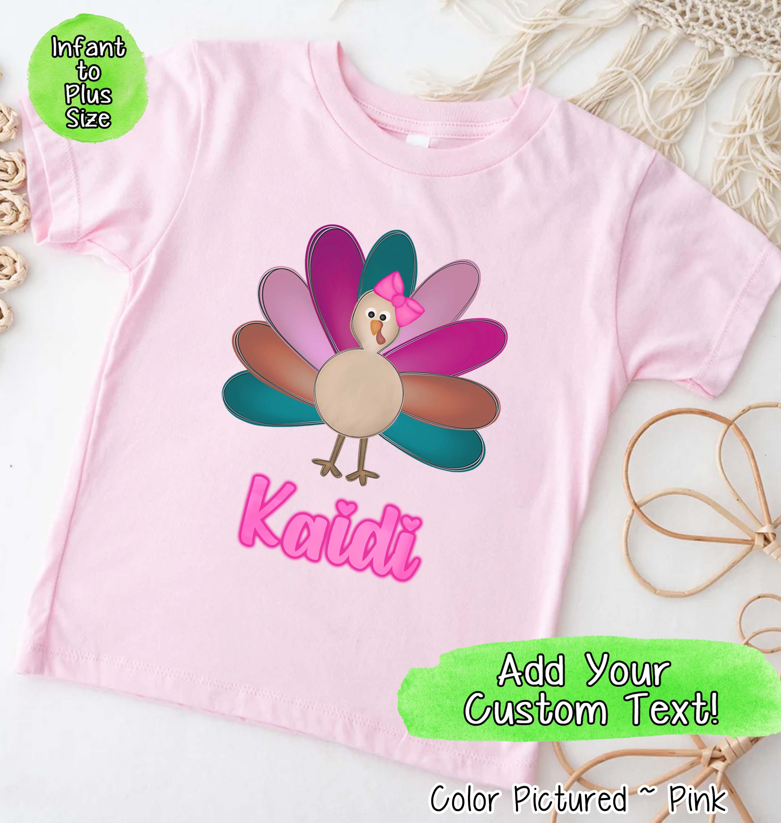 Personalized Girl Turkey Thanksgiving Tee