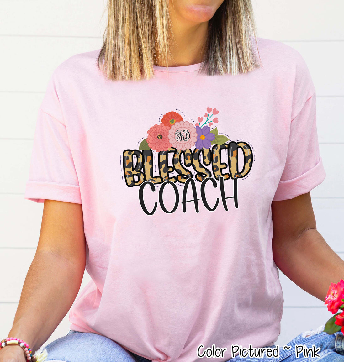 Monogram Blessed Leopard Coach Tee