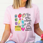 She Works Willing with Her Hands Teacher Tee