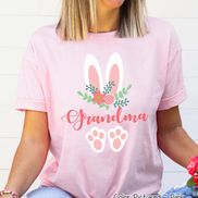 Floral Bunny Ears & Feet with Grandma Easter Tee