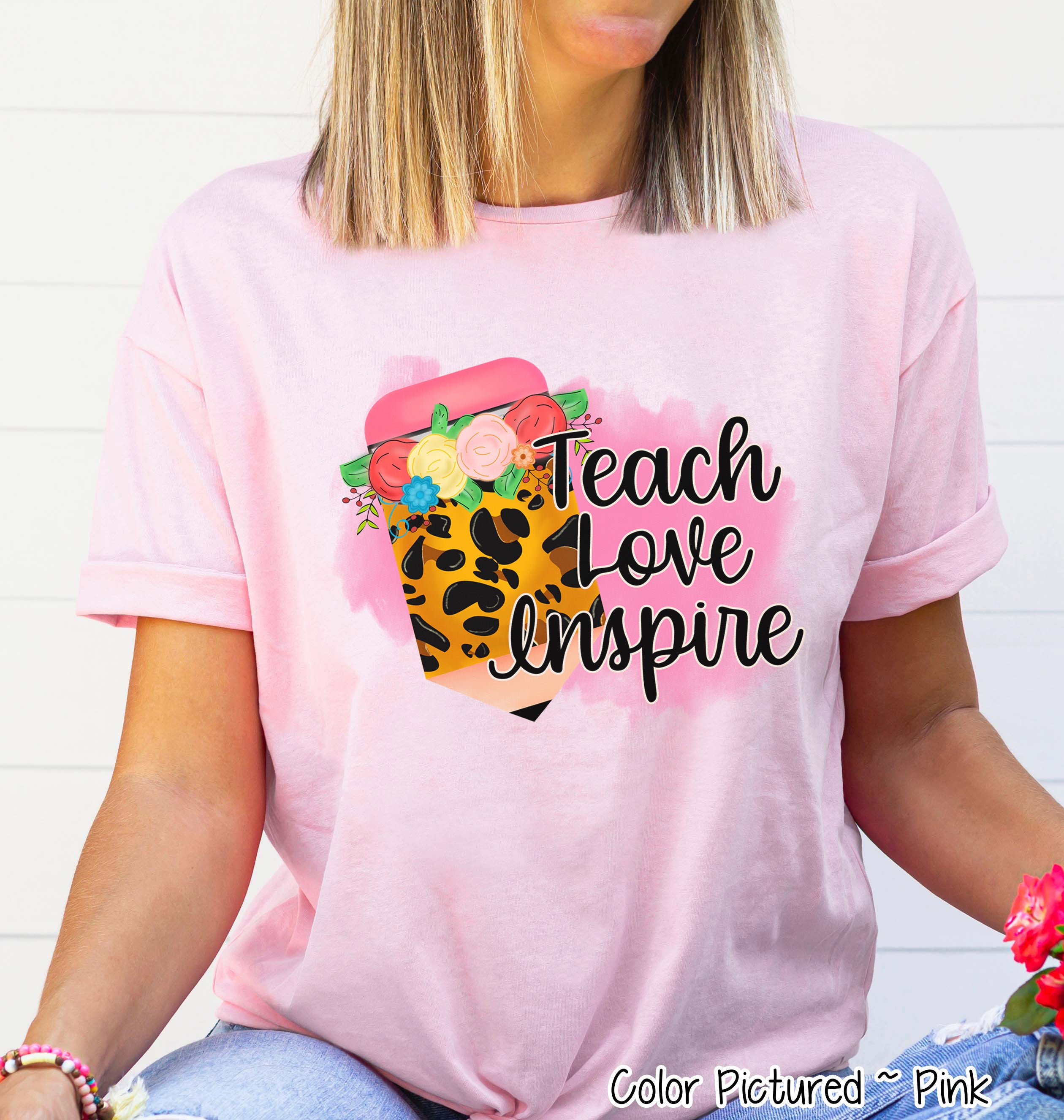 Teach Love Inspire Leopard Pencil Tee