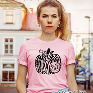 Monogram Zebra Print Fall Pumpkin Tee