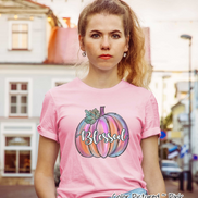 Pink Watercolor Blessed Pumpkin Tee