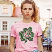 Monogram Green Leopard Shamrock St Patricks Day Tee