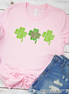 Monogram Watercolor Clover Trio St Patricks Day Tee