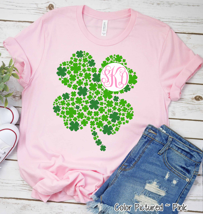 Monogram Multi Clover St Patricks Day Tee