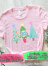 Monogrammed Pastel Christmas Tree Trio Tee