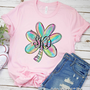 Monogram Colorful Watercolor Shamrock St Partricks Day Tee