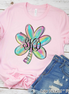 Monogram Colorful Watercolor Shamrock St Partricks Day Tee