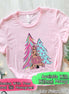 Monogrammed Watercolor Leopard Print Christmas Tree Trio Tee