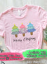 Monogrammed Merry Christmas Trees Trio Tee