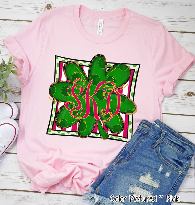 Monogram St Patricks Day Clover Tee