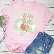 Monogram Buffalo Plaid Shamrock St Patricks Day Tee